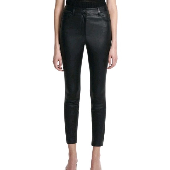 Theory Lamb Leather Pants Size 00 5 Pocket Bristol Black Skinny Jeans